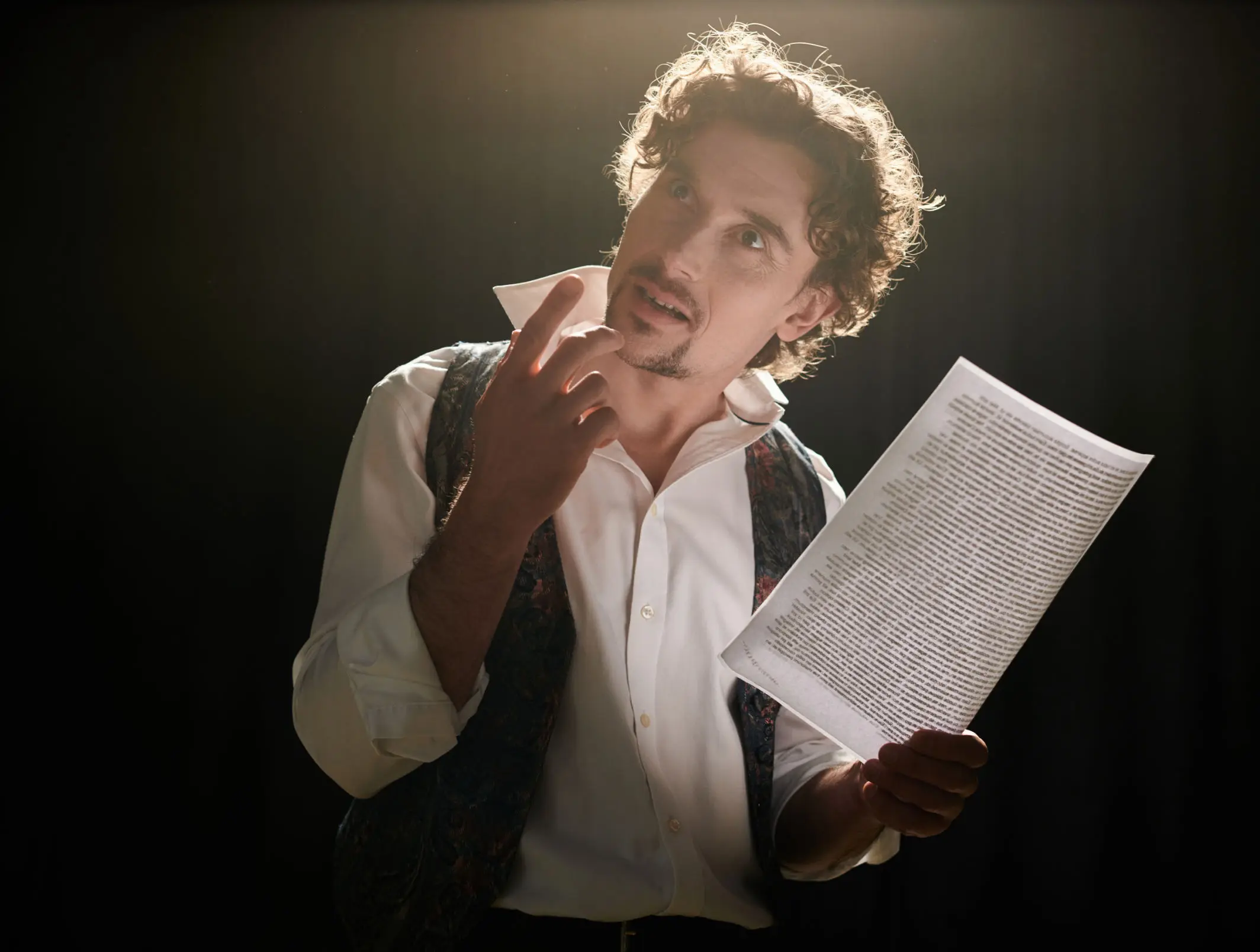 Actor delivering his lines on stage 